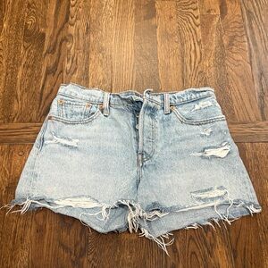 Levi's Light Blue Distressed Jean Shorts